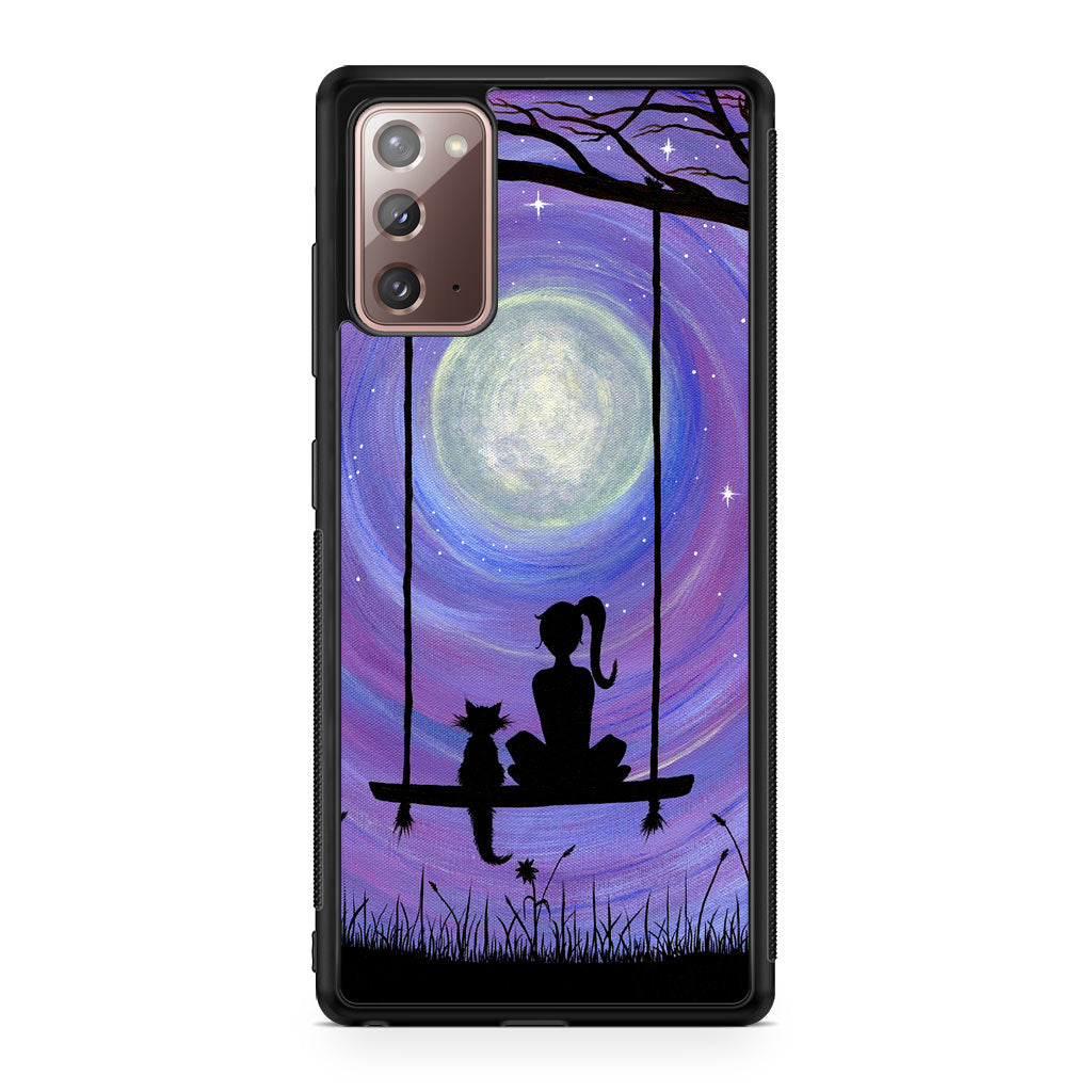 Girl Cat and Moon Galaxy Note 20 Case