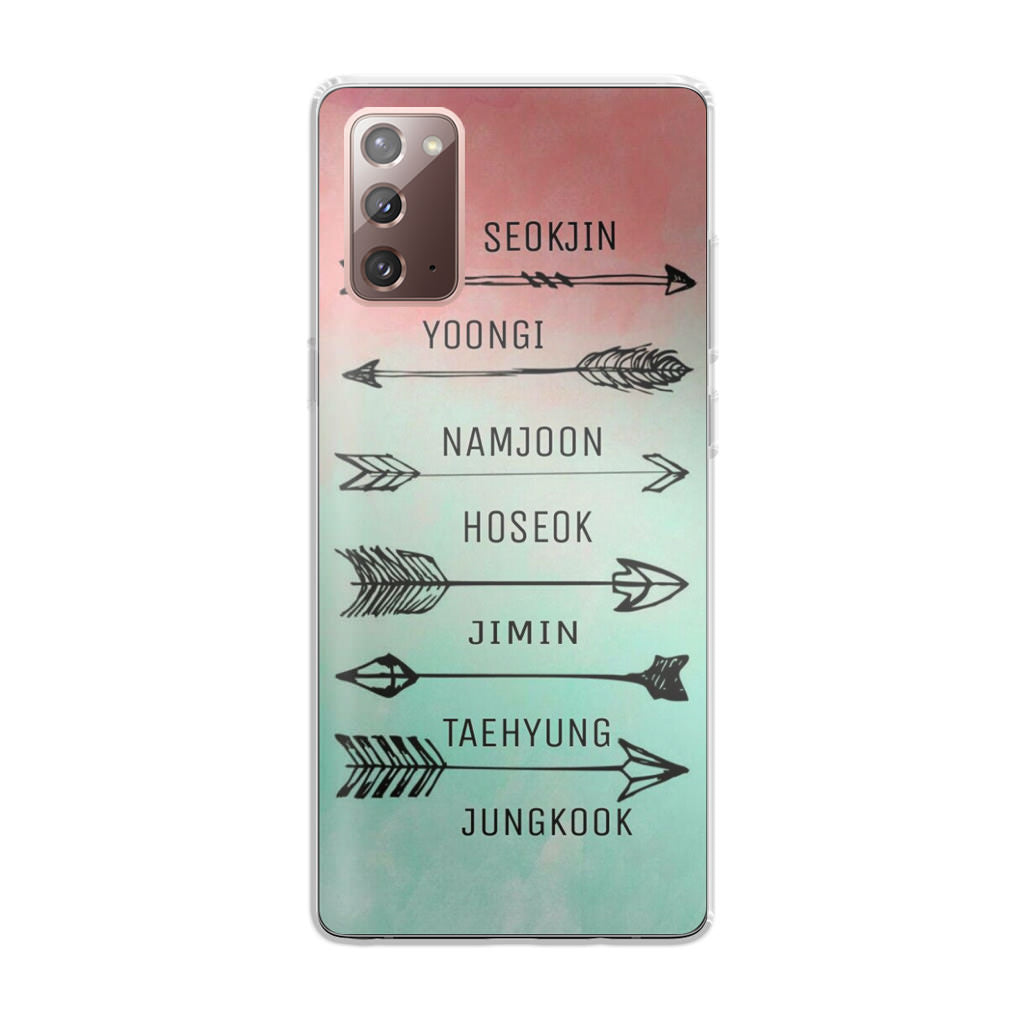BTS Members Name Galaxy Note 20 Case