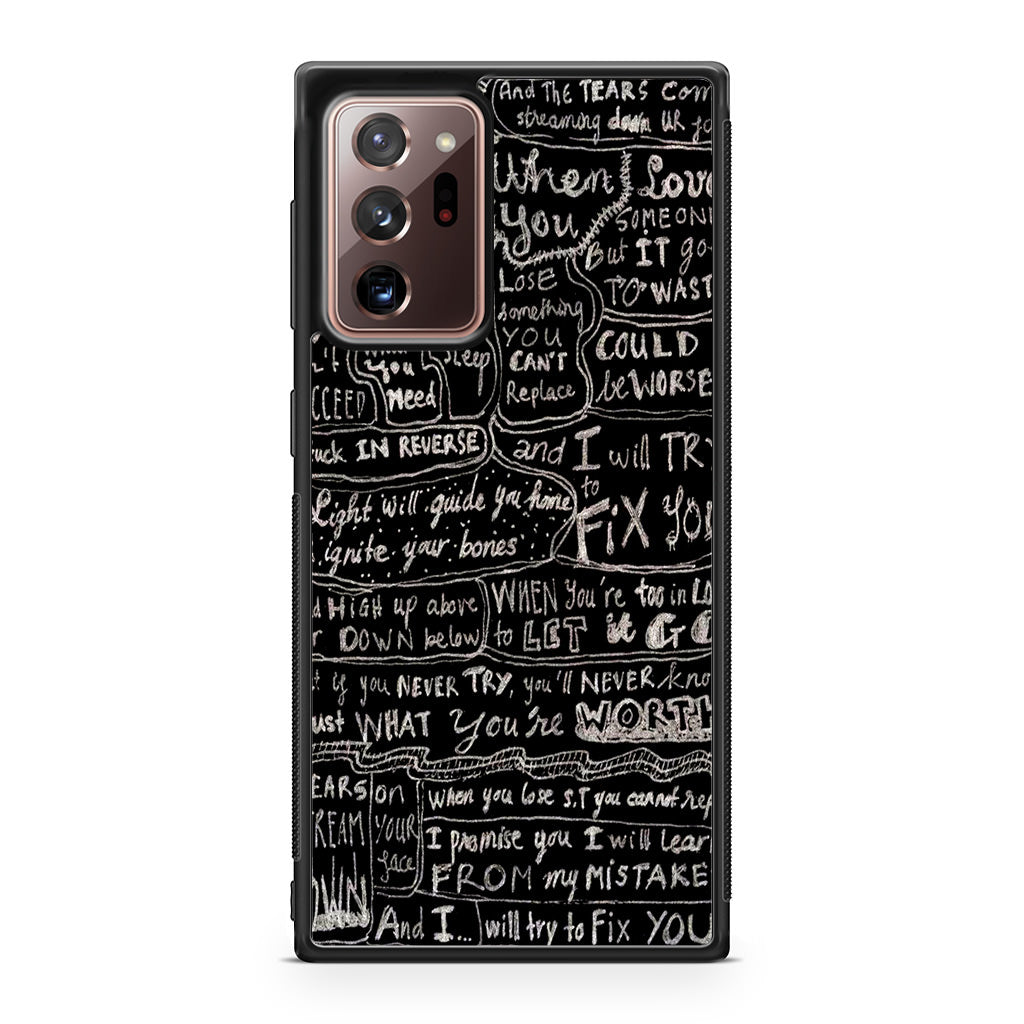 Fix You Lyrics Galaxy Note 20 Ultra Case