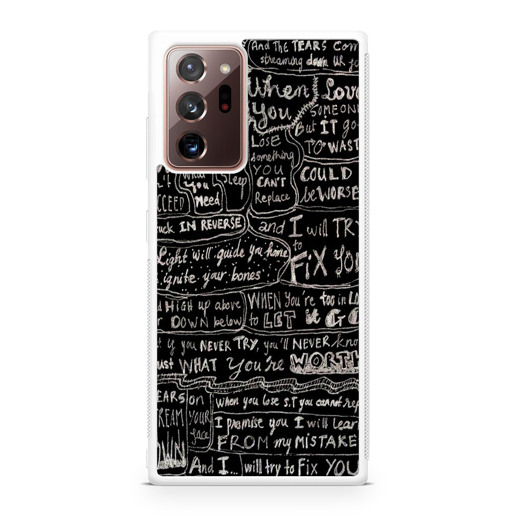 Fix You Lyrics Galaxy Note 20 Ultra Case