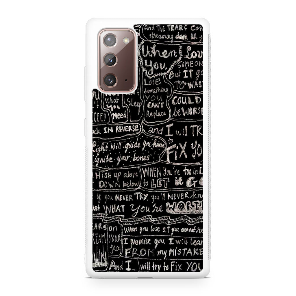 Fix You Lyrics Galaxy Note 20 Case
