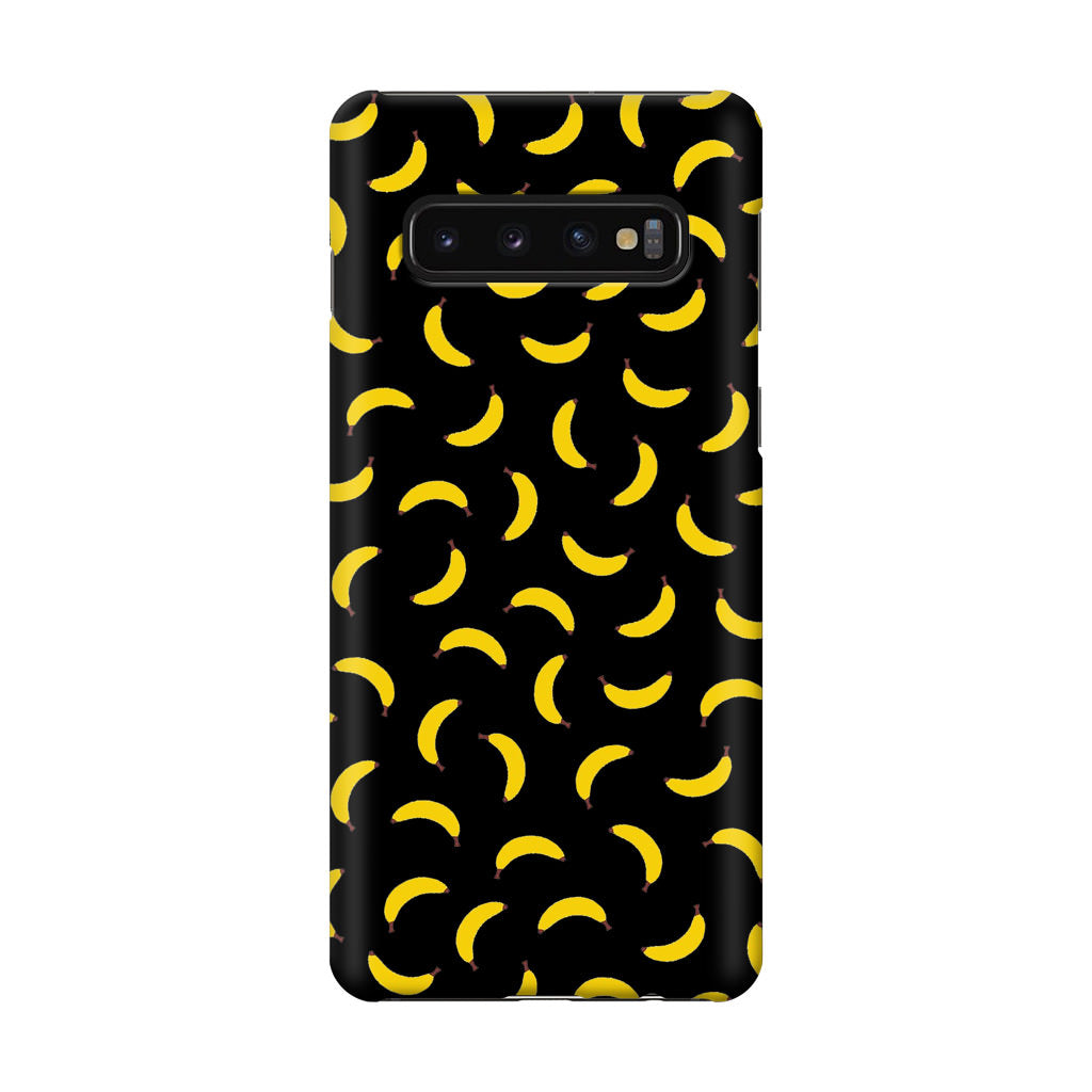 Bananas Fruit Pattern Black Galaxy S10 Case