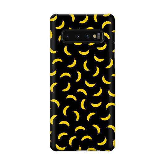 Bananas Fruit Pattern Black Galaxy S10 Case