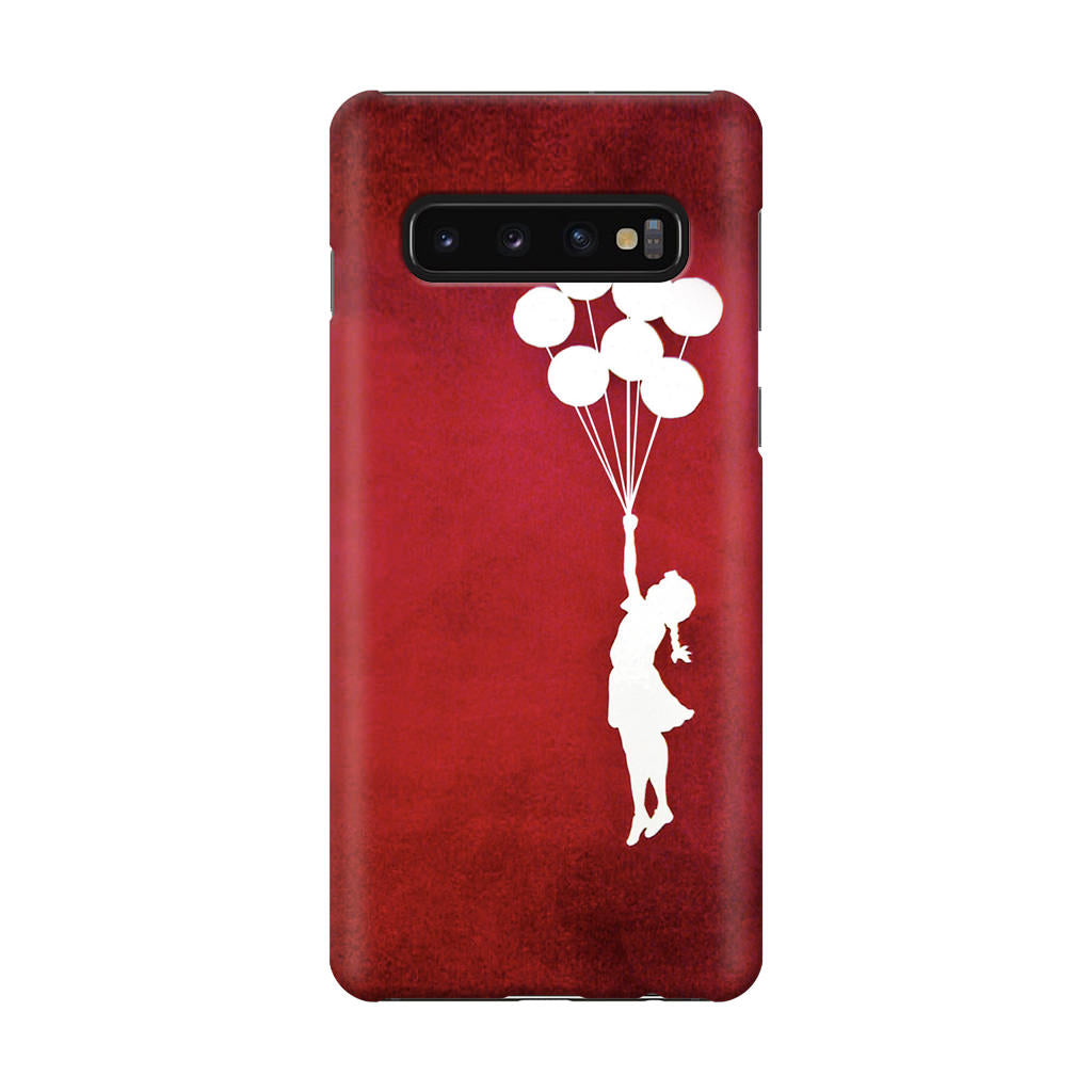 Banksy Girl With Balloons Red Galaxy S10 Case