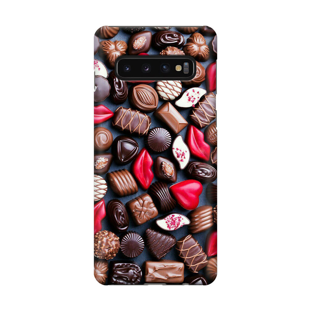 I Love Choco Pattern Galaxy S10 Case