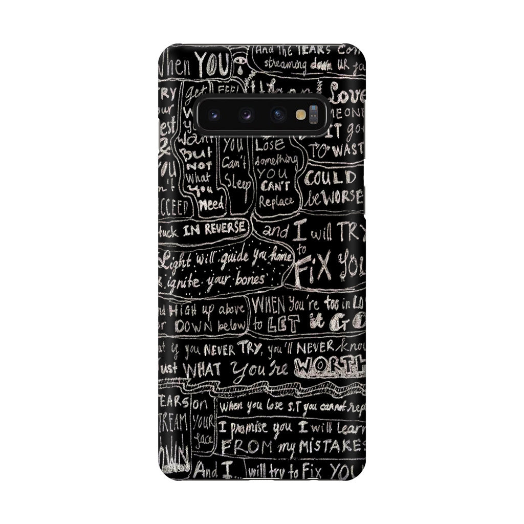 Fix You Lyrics Galaxy S10 Case