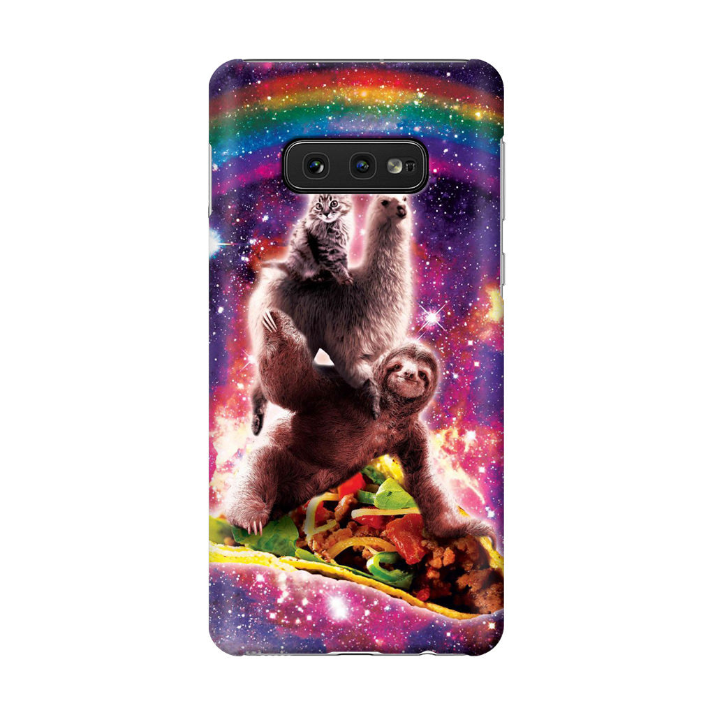 LLama Sloth And Cat Playing Together Galaxy S10e Case