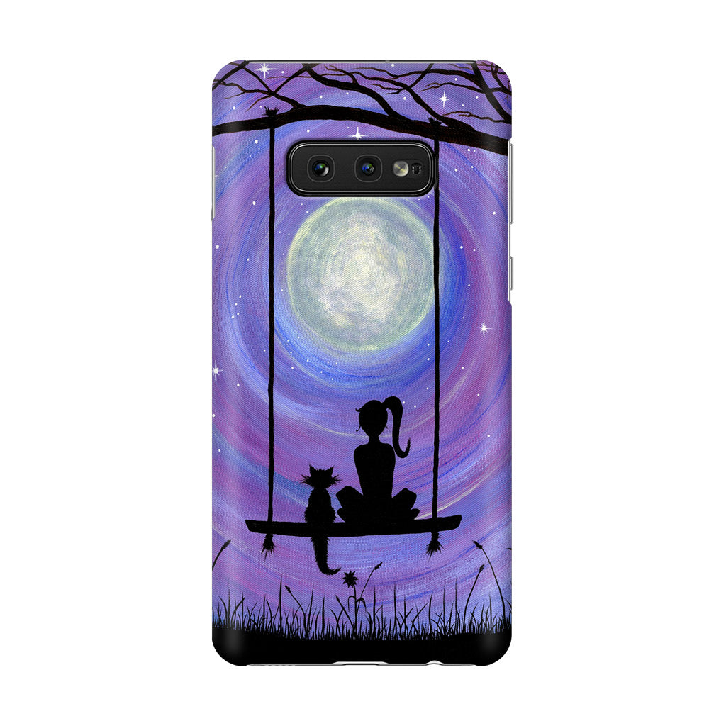 Girl Cat and Moon Galaxy S10e Case