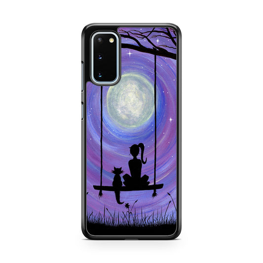 Girl Cat and Moon Galaxy S20 Case