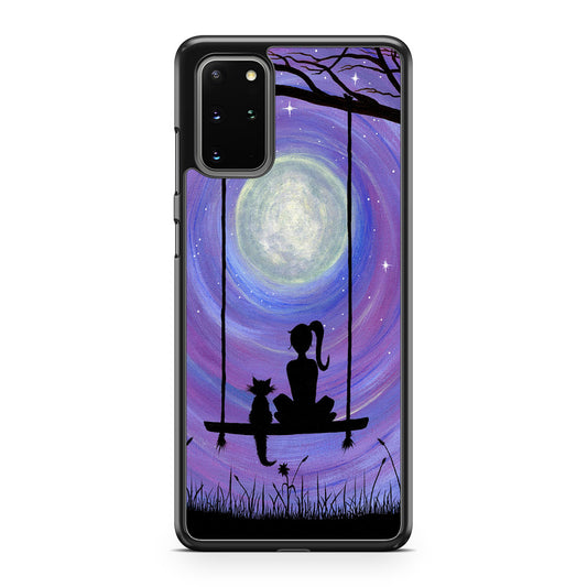 Girl Cat and Moon Galaxy S20 Plus Case