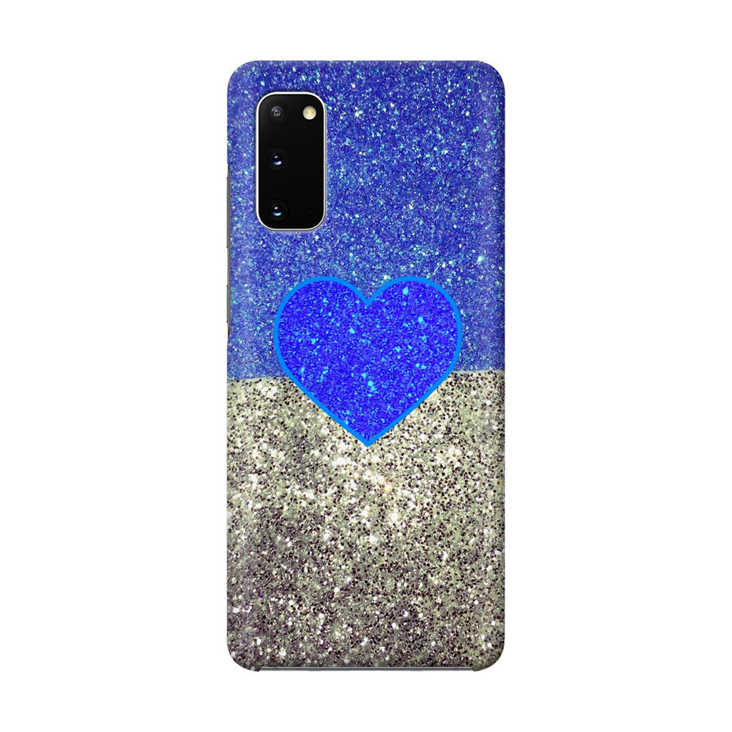 Love Glitter Blue and Grey Galaxy S20 Case