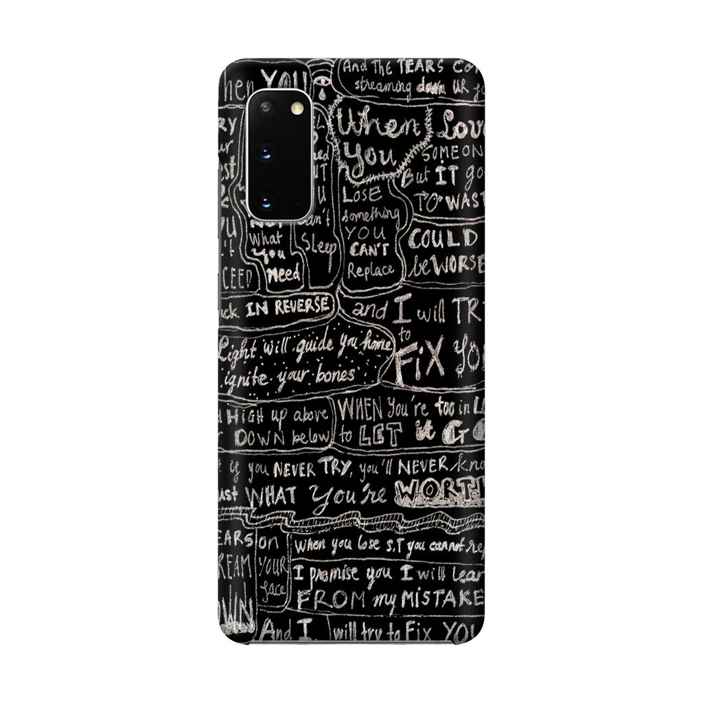 Fix You Lyrics Galaxy S20 Case