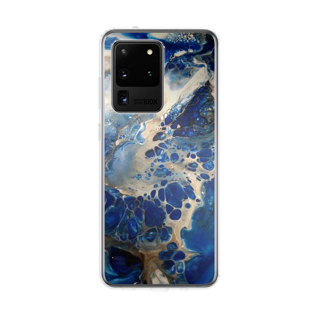 Abstract Golden Blue Paint Art Galaxy S20 Ultra Case