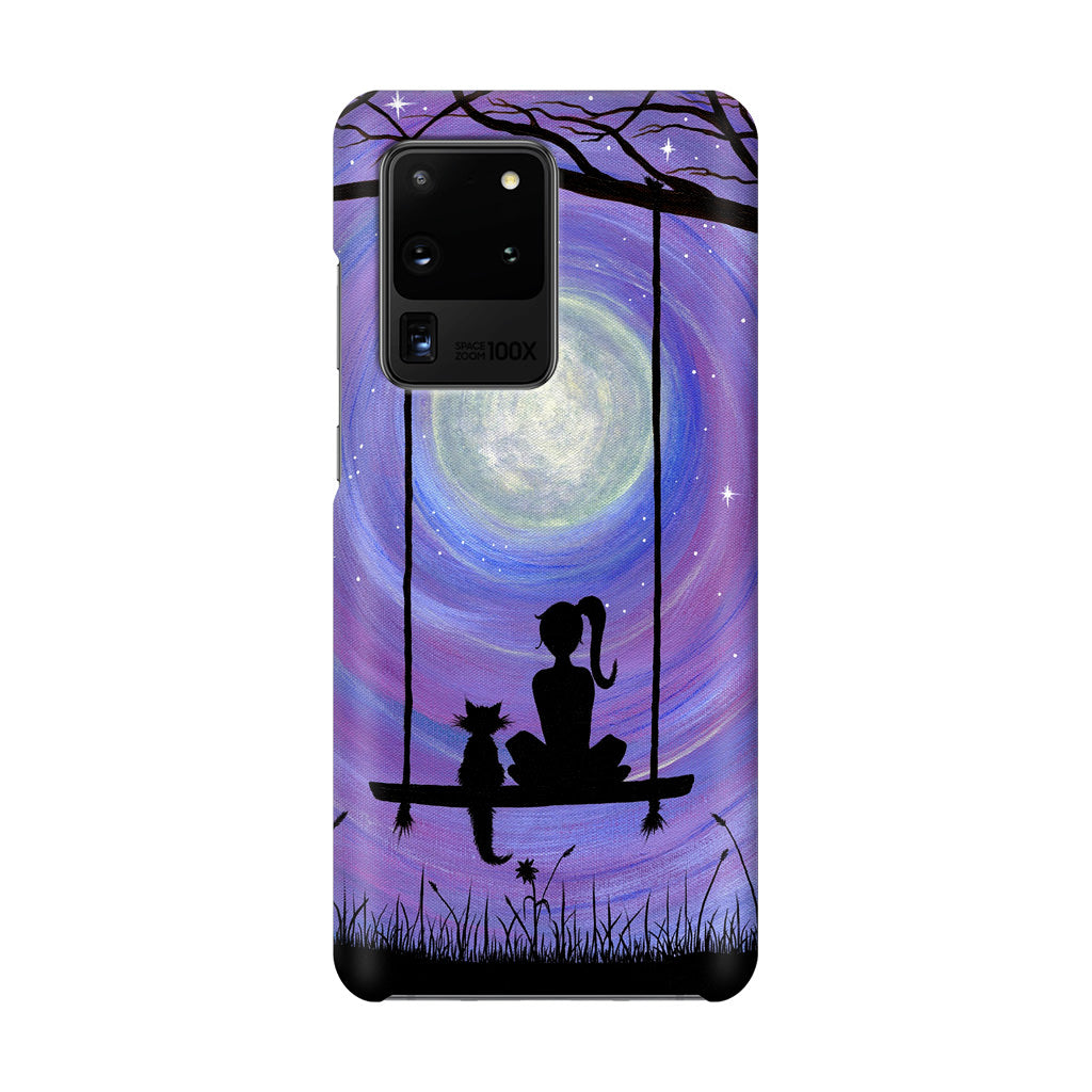 Girl Cat and Moon Galaxy S20 Ultra Case