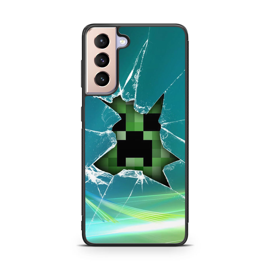 Creeper Glass Broken Green Galaxy S21 / S21 Plus / S21 FE 5G Case