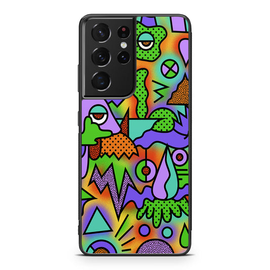 Abstract Colorful Doodle Art Galaxy S21 Ultra Case