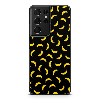 Bananas Fruit Pattern Black Galaxy S21 Ultra Case