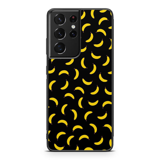 Bananas Fruit Pattern Black Galaxy S21 Ultra Case