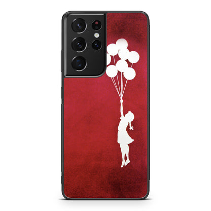 Banksy Girl With Balloons Red Galaxy S21 Ultra Case