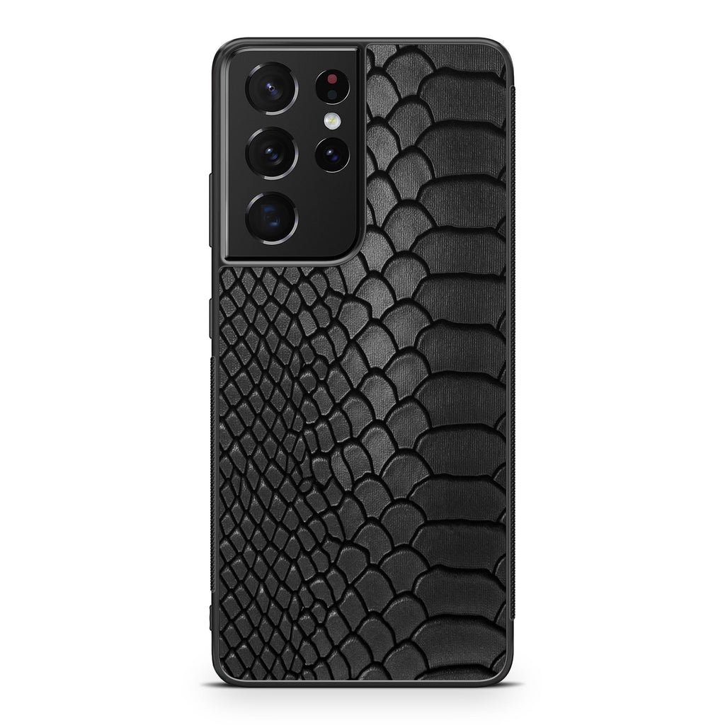 Black Snake Skin Texture Galaxy S21 Ultra Case