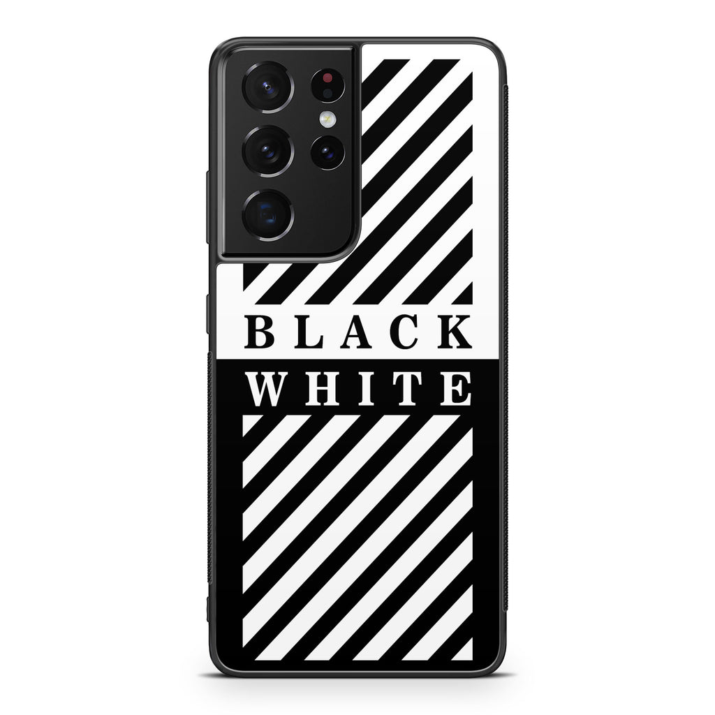 Black White Stripes Galaxy S21 Ultra Case