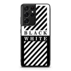 Black White Stripes Galaxy S21 Ultra Case