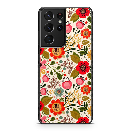 Hello Spring Pattern Galaxy S21 Ultra Case