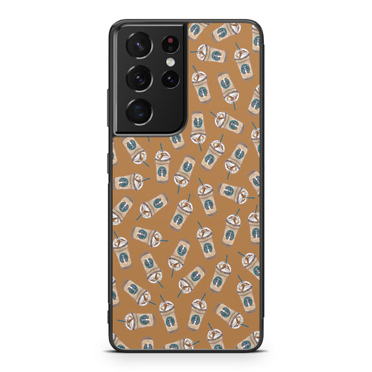 Iced Cappuccinos Lover Pattern Galaxy S21 Ultra Case