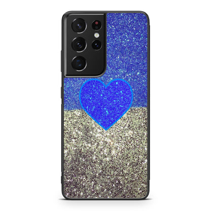 Love Glitter Blue and Grey Galaxy S21 Ultra Case