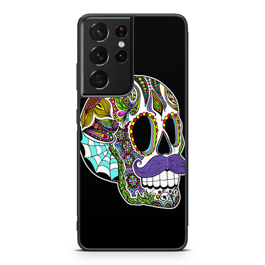 Mustache Sugar Skull Galaxy S21 Ultra Case
