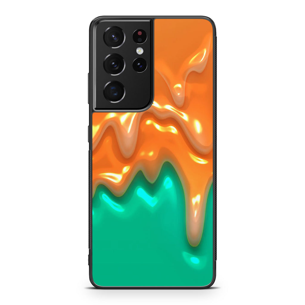 Orange Paint Dripping Galaxy S21 Ultra Case