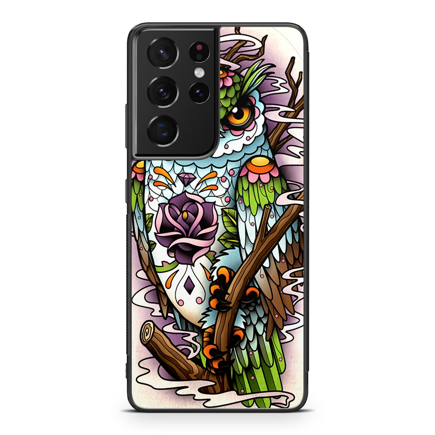 Sugar Skull Owl Tattoo Galaxy S21 Ultra Case