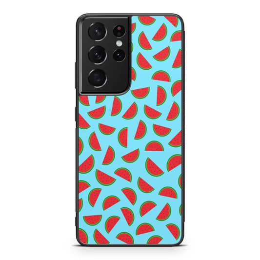 Watermelon Fruit Pattern Blue Galaxy S21 Ultra Case
