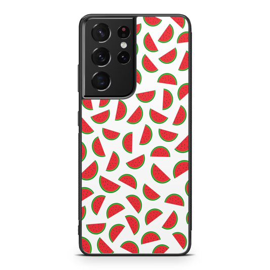 Watermelon Fruit Pattern White Galaxy S21 Ultra Case