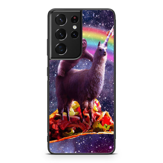 LLama And Sloth On Space Galaxy S21 Ultra Case