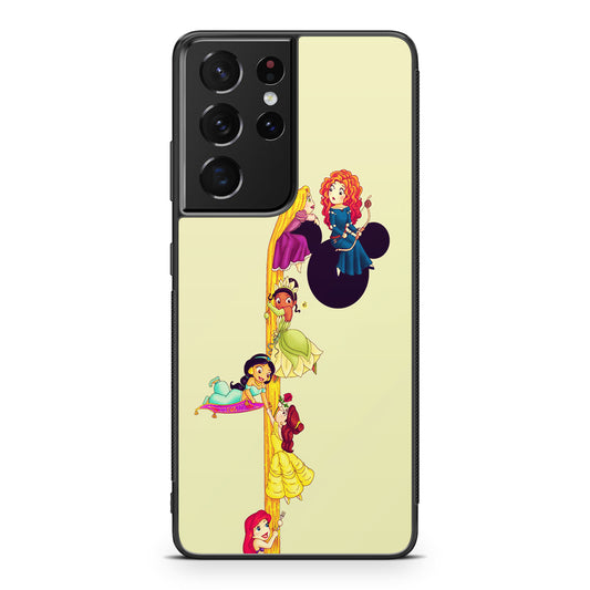 Princesses Climbing Rapunzel's Hair Galaxy S21 Ultra Case