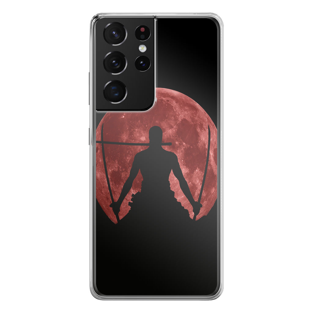 Silhouette Of Zoro In Santoryu Mode Galaxy S21 Ultra Case