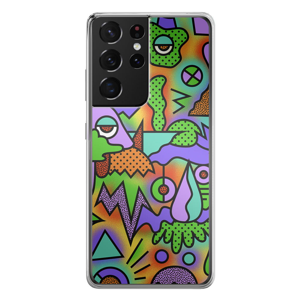 Abstract Colorful Doodle Art Galaxy S21 Ultra Case