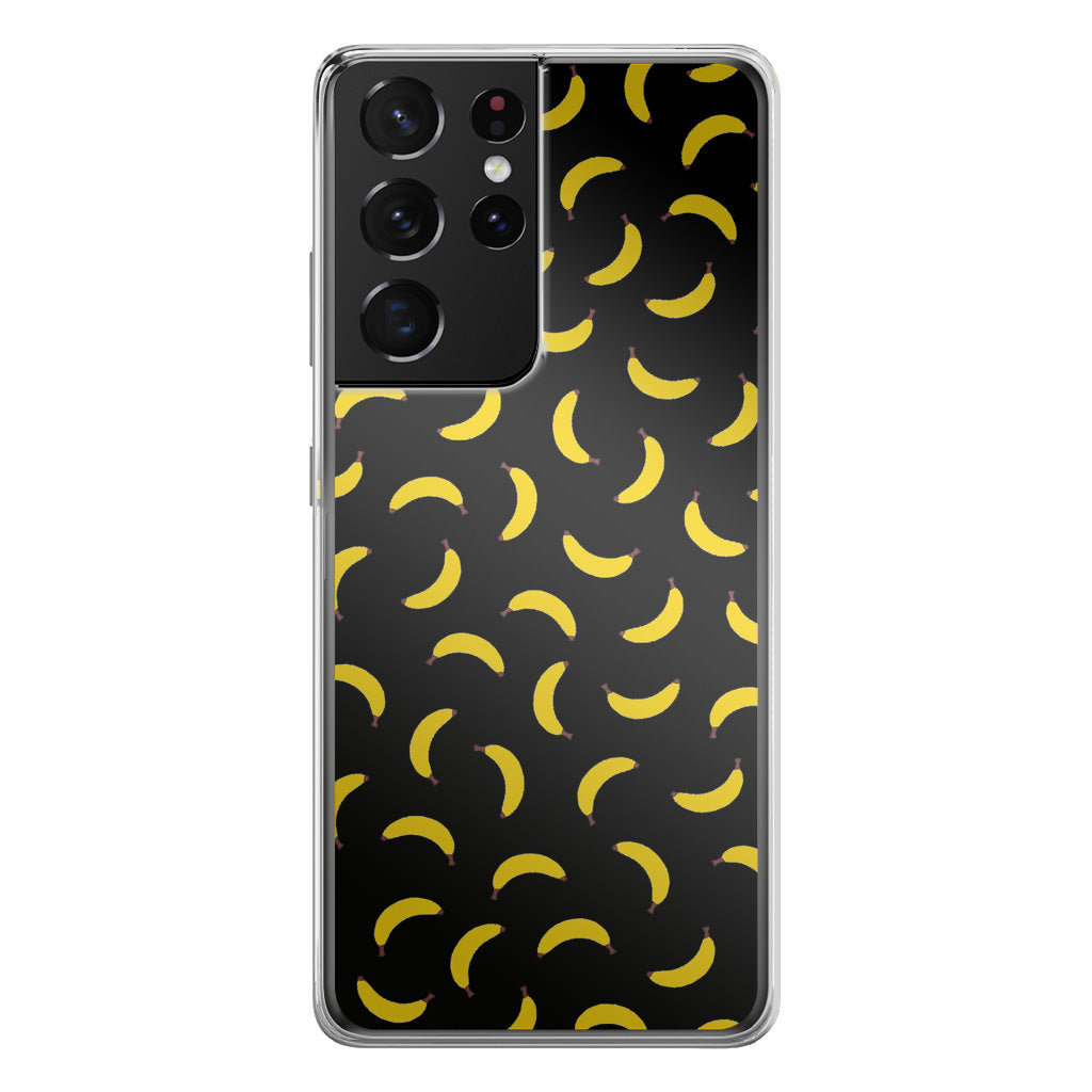 Bananas Fruit Pattern Black Galaxy S21 Ultra Case