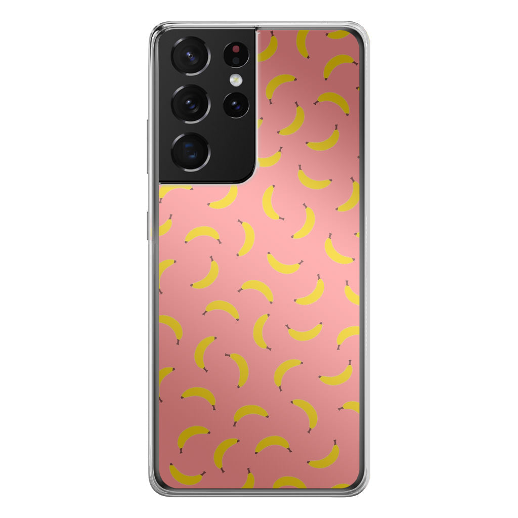 Bananas Fruit Pattern Pink Galaxy S21 Ultra Case