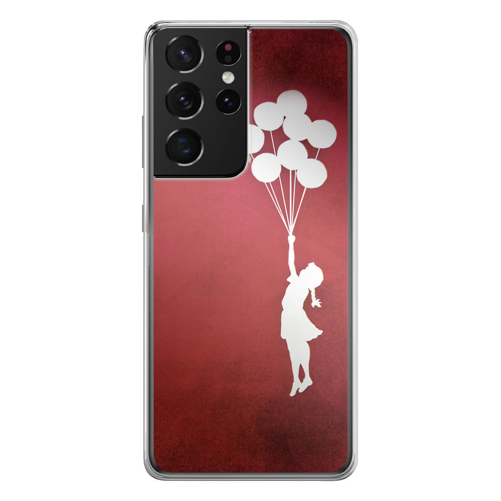 Banksy Girl With Balloons Red Galaxy S21 Ultra Case
