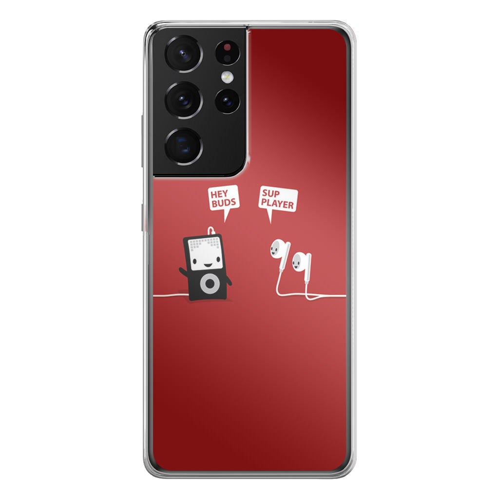 Funny Music Headphones Player Buds Galaxy S21 Ultra Case