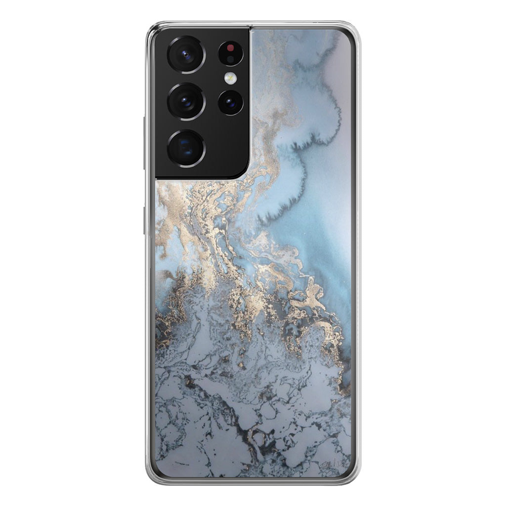 Golden Azure Marble Galaxy S21 Ultra Case