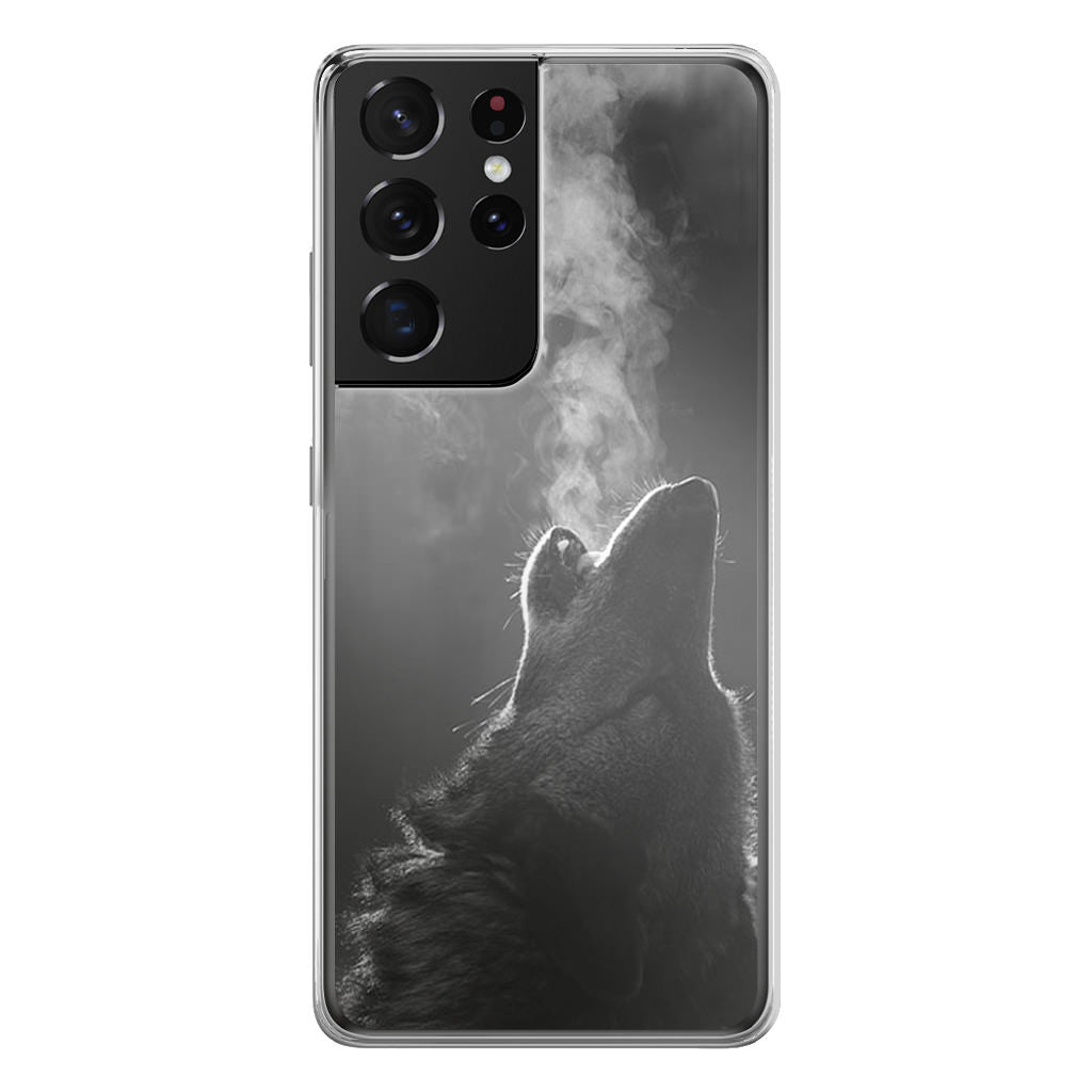 Howling Wolves Black and White Galaxy S21 Ultra Case