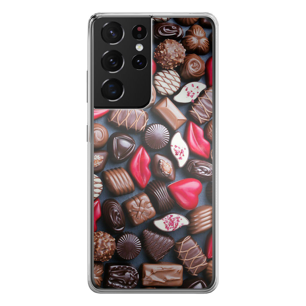 I Love Choco Pattern Galaxy S21 Ultra Case