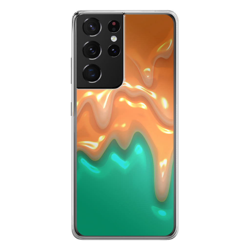 Orange Paint Dripping Galaxy S21 Ultra Case