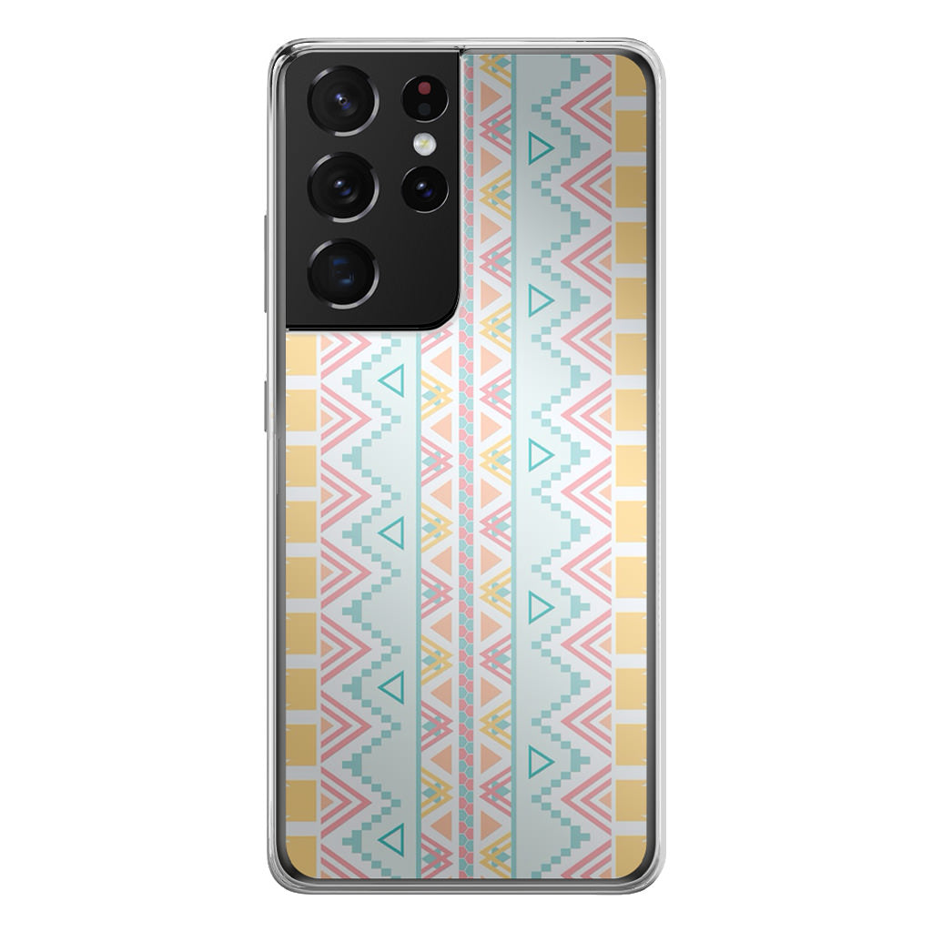 Peach Aztec Pattern Galaxy S21 Ultra Case
