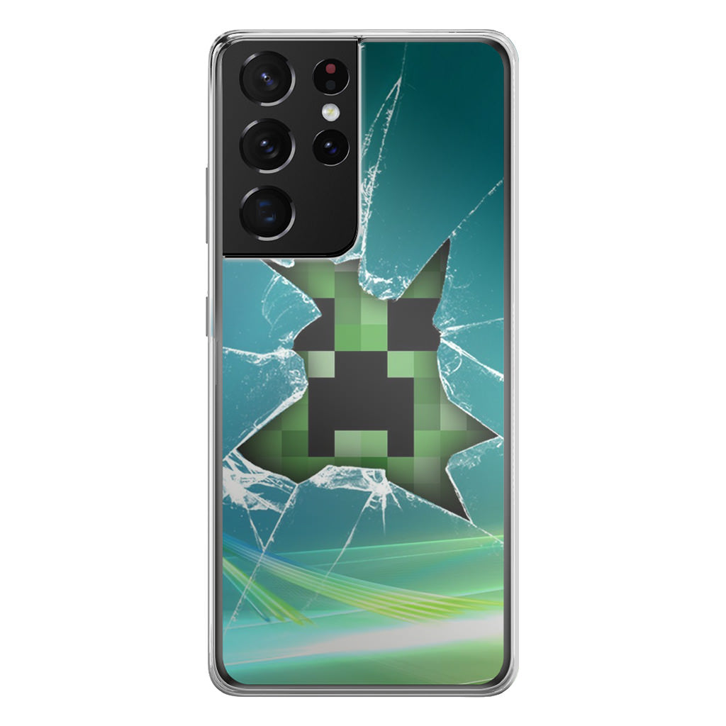 Creeper Glass Broken Green Galaxy S21 Ultra Case