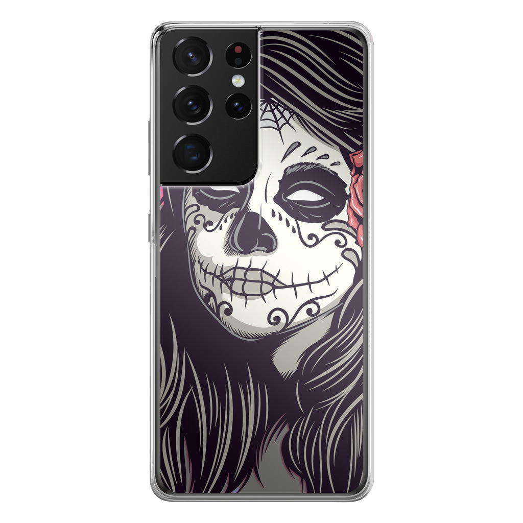 Girl Skull Flower Galaxy S21 Ultra Case