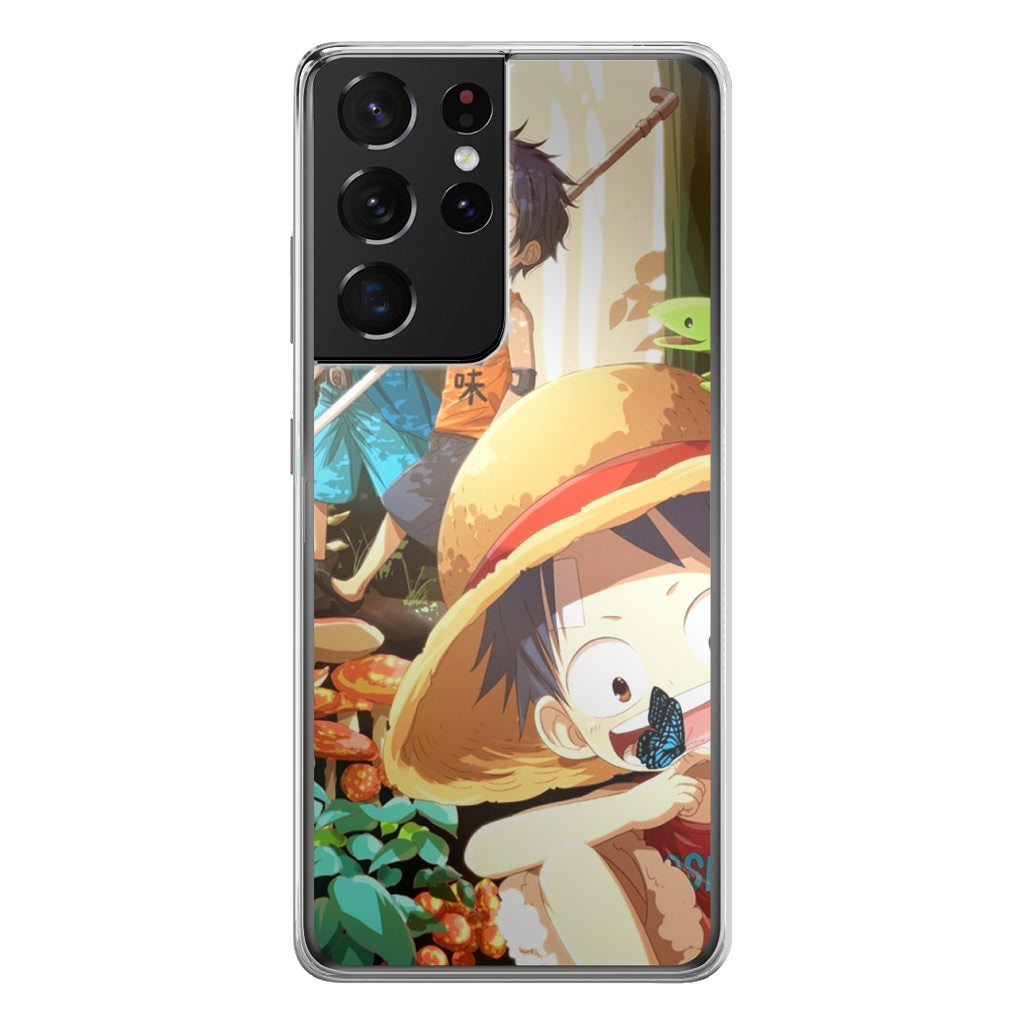 One Piece Little Sabo Ace Luffy Cute Galaxy S21 Ultra Case